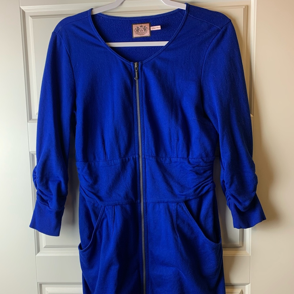 Blue fitted zipper juicy dress